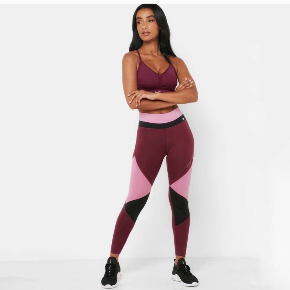 Like New Maroon Color-Blocked Nike Dri-FIT Leggings sz S